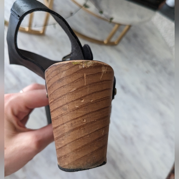 Lisa B Peep Toe Wooden Clog - Picture 10 of 15